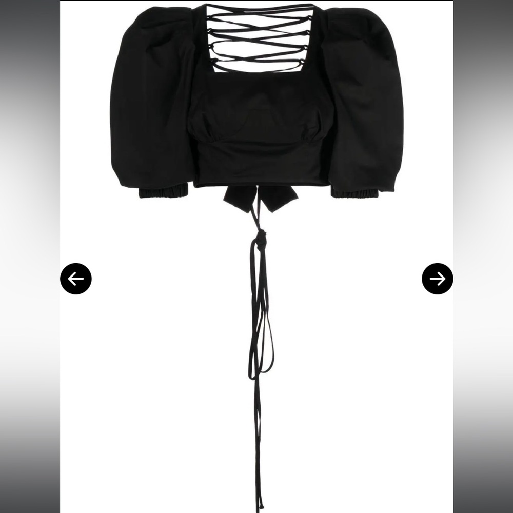 ANOUKI Black Lace-Up Cropped Blouse